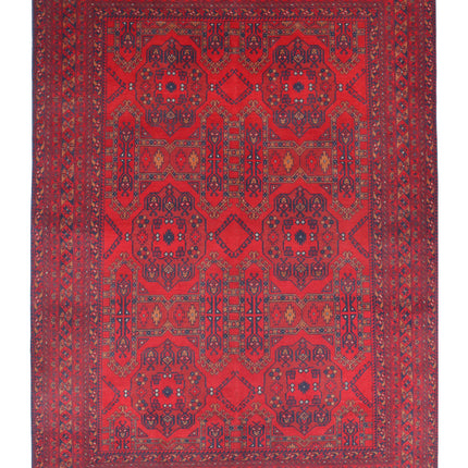 Afghan 4' 10" X 6' 6" Hand Knotted Wool Rug 4' 10" X 6' 6" (147 X 198) / Red / Wool
