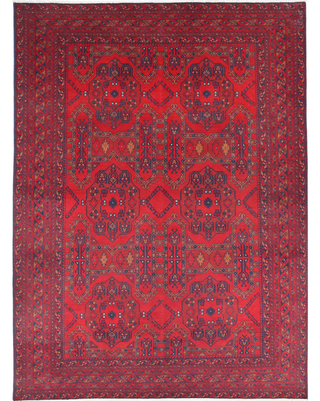 Afghan 4' 10" X 6' 6" Hand Knotted Wool Rug 4' 10" X 6' 6" (147 X 198) / Red / Wool