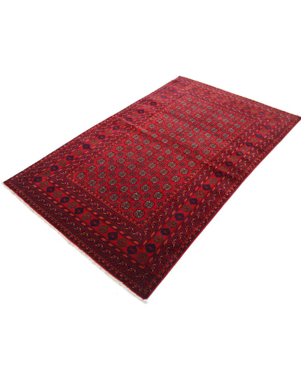 Afghan 3' 11" X 6' 6" Hand Knotted Wool Rug 3' 11" X 6' 6" (119 X 198) / Red / Wool