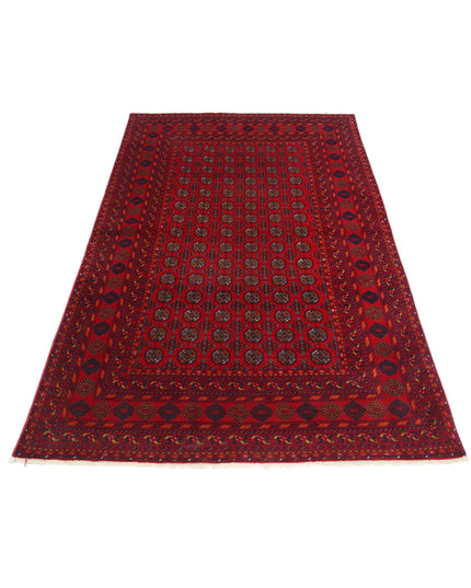 Afghan 3' 11" X 6' 6" Hand Knotted Wool Rug 3' 11" X 6' 6" (119 X 198) / Red / Wool