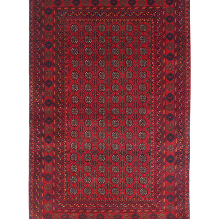 Afghan 3' 11" X 6' 6" Hand Knotted Wool Rug 3' 11" X 6' 6" (119 X 198) / Red / Wool