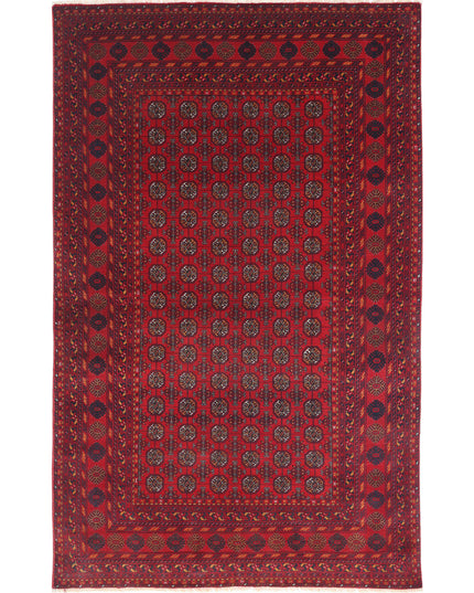 Afghan 3' 11" X 6' 6" Hand Knotted Wool Rug 3' 11" X 6' 6" (119 X 198) / Red / Wool