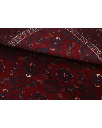 Afghan 4' 0" X 4' 8" Hand Knotted Wool Rug 4' 0" X 4' 8" (122 X 142) / Red / Wool