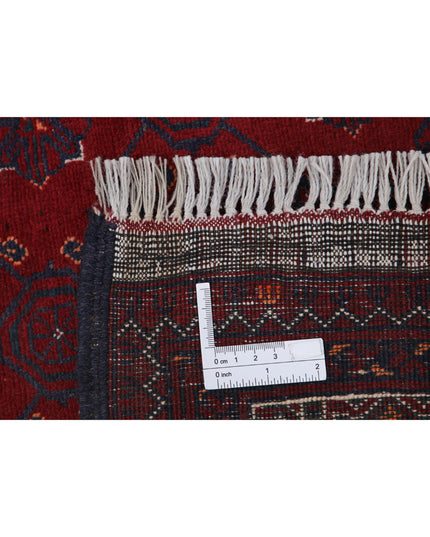 Afghan 4' 0" X 4' 8" Hand Knotted Wool Rug 4' 0" X 4' 8" (122 X 142) / Red / Wool