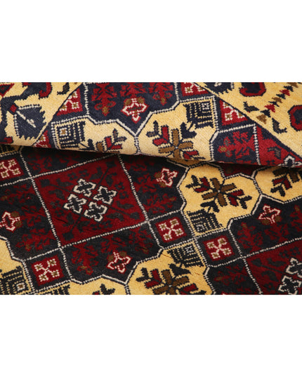 Afghan 4' 0" X 4' 8" Hand Knotted Wool Rug 4' 0" X 4' 8" (122 X 142) / Red / Wool