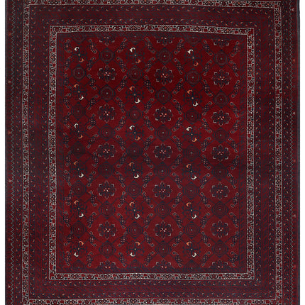 Afghan 4' 0" X 4' 8" Hand Knotted Wool Rug 4' 0" X 4' 8" (122 X 142) / Red / Wool