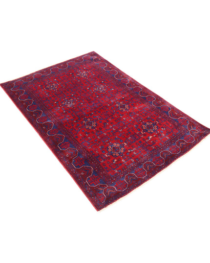 Afghan 3' 3" X 4' 9" Hand Knotted Wool Rug 3' 3" X 4' 9" (99 X 145) / Red / Wool