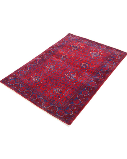 Afghan 3' 3" X 4' 9" Hand Knotted Wool Rug 3' 3" X 4' 9" (99 X 145) / Red / Wool