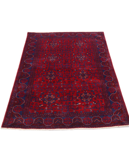 Afghan 3' 3" X 4' 9" Hand Knotted Wool Rug 3' 3" X 4' 9" (99 X 145) / Red / Wool