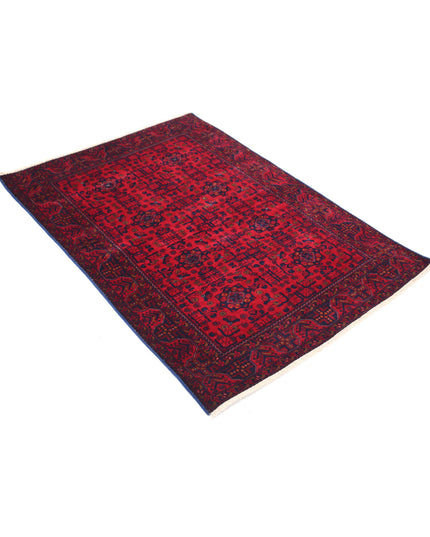 Afghan 3' 4" X 4' 10" Hand Knotted Wool Rug 3' 4" X 4' 10" (101 X 147) / Red / Wool