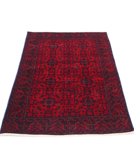 Afghan 3' 4" X 4' 10" Hand Knotted Wool Rug 3' 4" X 4' 10" (101 X 147) / Red / Wool