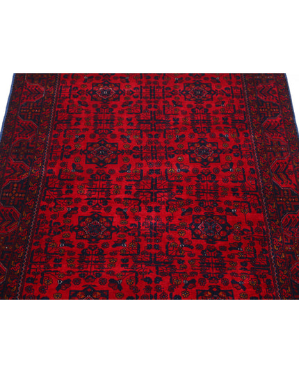 Afghan 3' 4" X 4' 10" Hand Knotted Wool Rug 3' 4" X 4' 10" (101 X 147) / Red / Wool