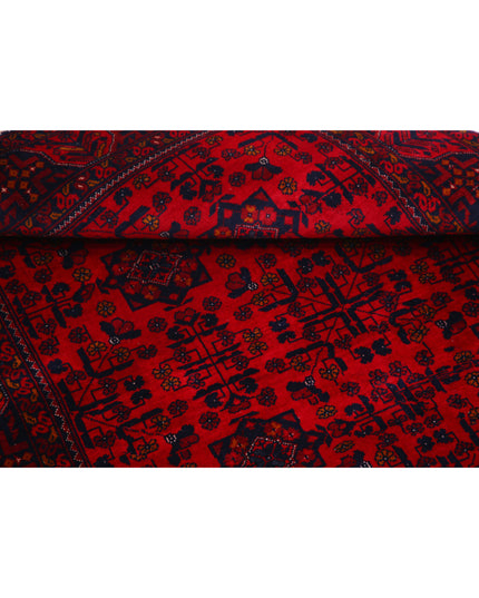 Afghan 3' 4" X 4' 10" Hand Knotted Wool Rug 3' 4" X 4' 10" (101 X 147) / Red / Wool