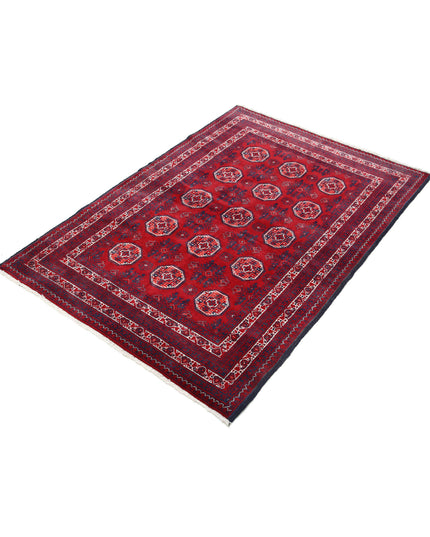 Afghan 3' 2" X 4' 7" Hand Knotted Wool Rug 3' 2" X 4' 7" (97 X 140) / Red / Wool
