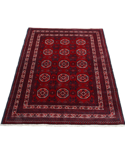 Afghan 3' 2" X 4' 7" Hand Knotted Wool Rug 3' 2" X 4' 7" (97 X 140) / Red / Wool
