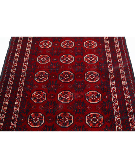 Afghan 3' 2" X 4' 7" Hand Knotted Wool Rug 3' 2" X 4' 7" (97 X 140) / Red / Wool