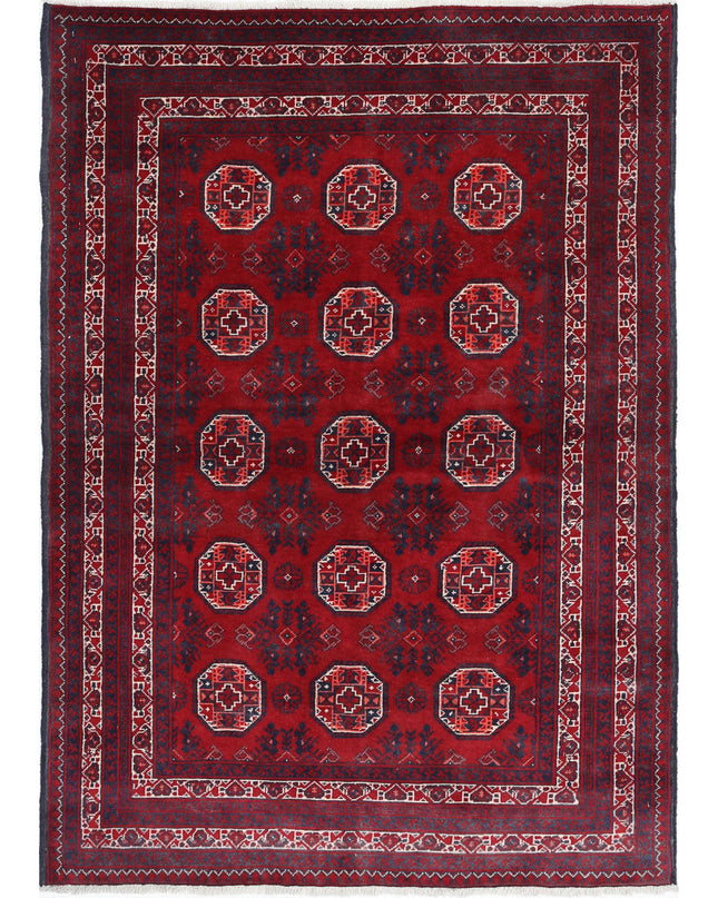 Afghan 3' 2" X 4' 7" Hand Knotted Wool Rug 3' 2" X 4' 7" (97 X 140) / Red / Wool