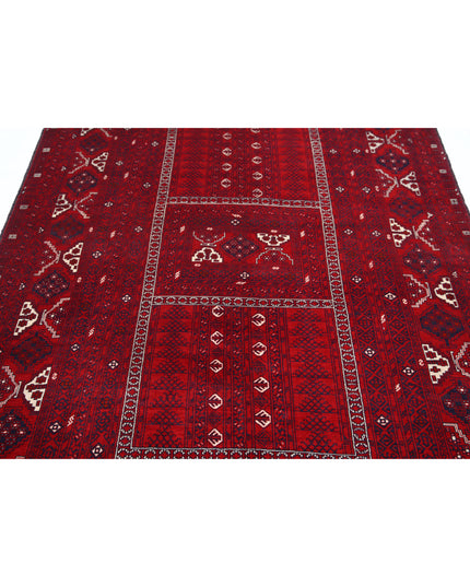 Afghan 5' 1" X 7' 10" Hand Knotted Wool Rug 5' 1" X 7' 10" (155 X 239) / Red / Wool