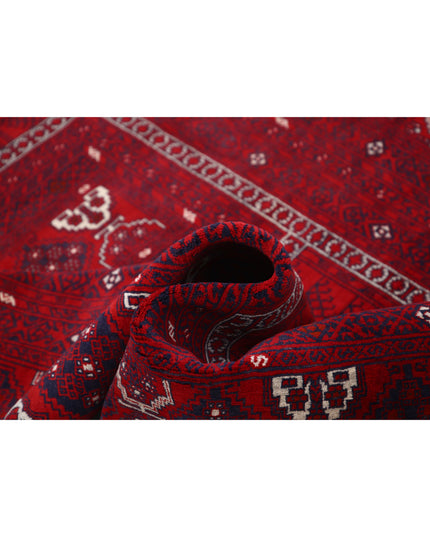 Afghan 5' 1" X 7' 10" Hand Knotted Wool Rug 5' 1" X 7' 10" (155 X 239) / Red / Wool