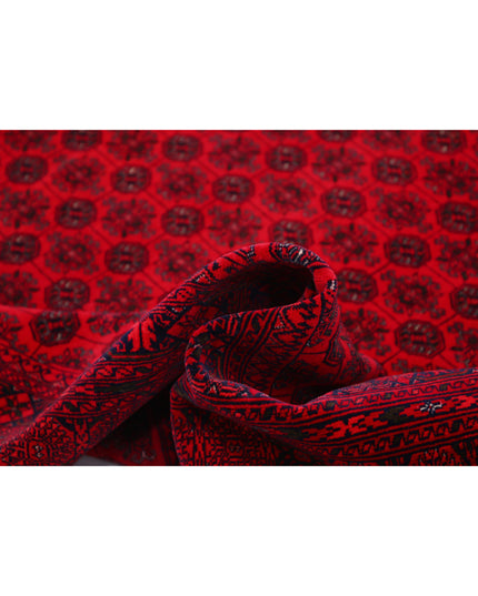 Afghan 6' 6" X 9' 6" Hand Knotted Wool Rug 6' 6" X 9' 6" (198 X 290) / Red / Wool