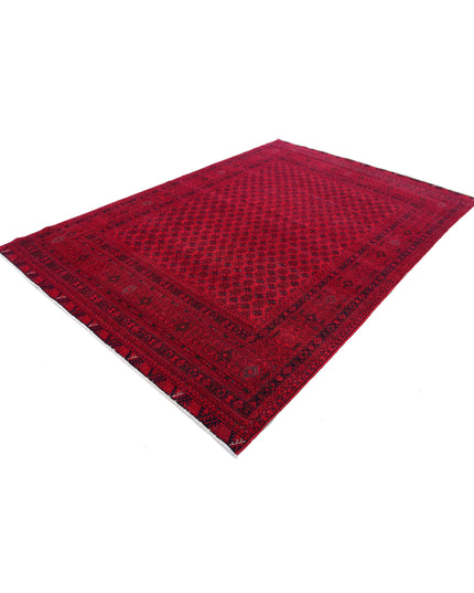 Afghan 6' 6" X 9' 5" Hand Knotted Wool Rug 6' 6" X 9' 5" (198 X 287) / Red / Wool