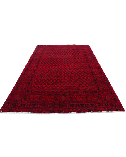 Afghan 6' 6" X 9' 5" Hand Knotted Wool Rug 6' 6" X 9' 5" (198 X 287) / Red / Wool