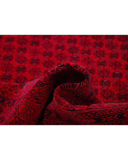 Afghan 6' 6" X 9' 5" Hand Knotted Wool Rug 6' 6" X 9' 5" (198 X 287) / Red / Wool