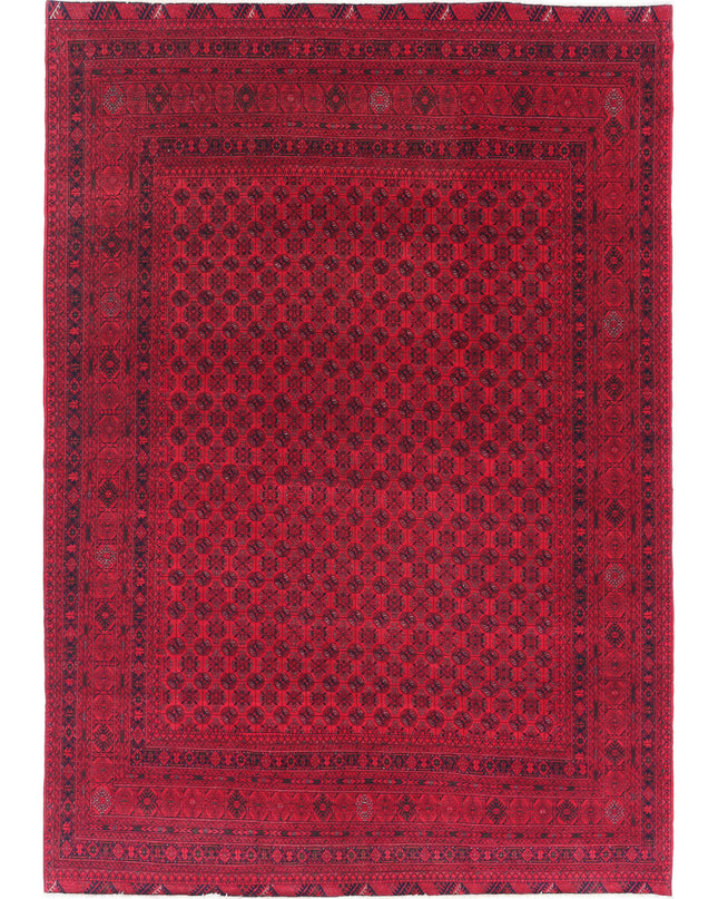 Afghan 6' 6" X 9' 5" Hand Knotted Wool Rug 6' 6" X 9' 5" (198 X 287) / Red / Wool