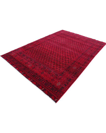 Afghan 6' 5" X 9' 5" Hand Knotted Wool Rug 6' 5" X 9' 5" (196 X 287) / Red / Wool