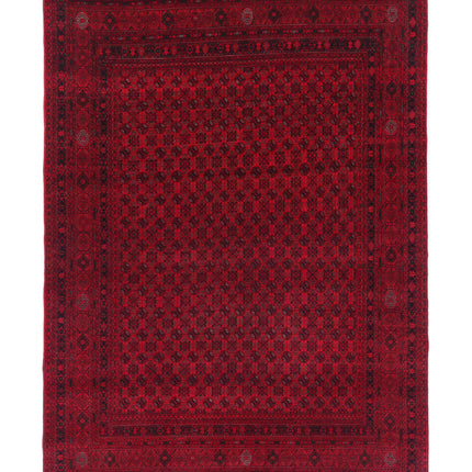 Afghan 6' 5" X 9' 5" Hand Knotted Wool Rug 6' 5" X 9' 5" (196 X 287) / Red / Wool