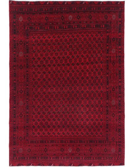 Afghan 6' 5" X 9' 5" Hand Knotted Wool Rug 6' 5" X 9' 5" (196 X 287) / Red / Wool
