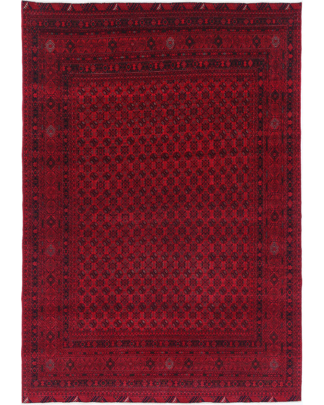 Afghan 6' 5" X 9' 5" Hand Knotted Wool Rug 6' 5" X 9' 5" (196 X 287) / Red / Wool