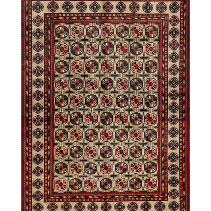 Afghan 6' 7" X 9' 7" Hand Knotted Wool Rug 6' 7" X 9' 7" (201 X 292) / Beige / Wool
