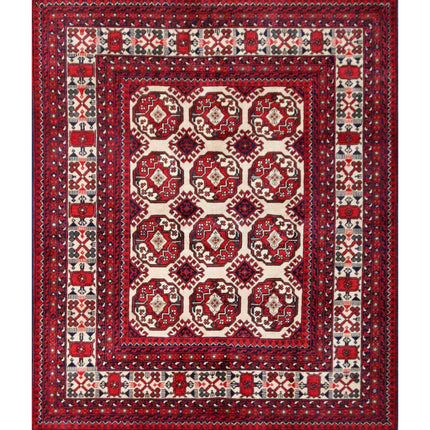 Afghan 4' 11" X 6' 7" Hand Knotted Wool Rug 4' 11" X 6' 7" (150 X 201) / Beige / Wool