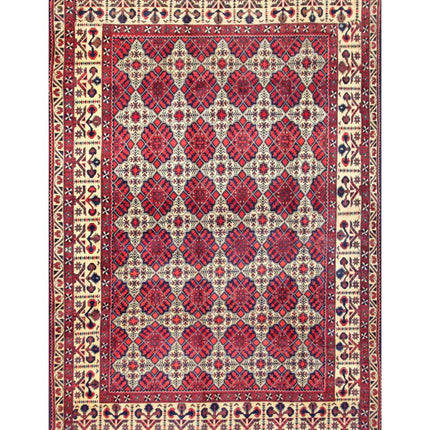 Afghan 6' 6" X 9' 8" Hand Knotted Wool Rug 6' 6" X 9' 8" (198 X 295) / Beige / Wool