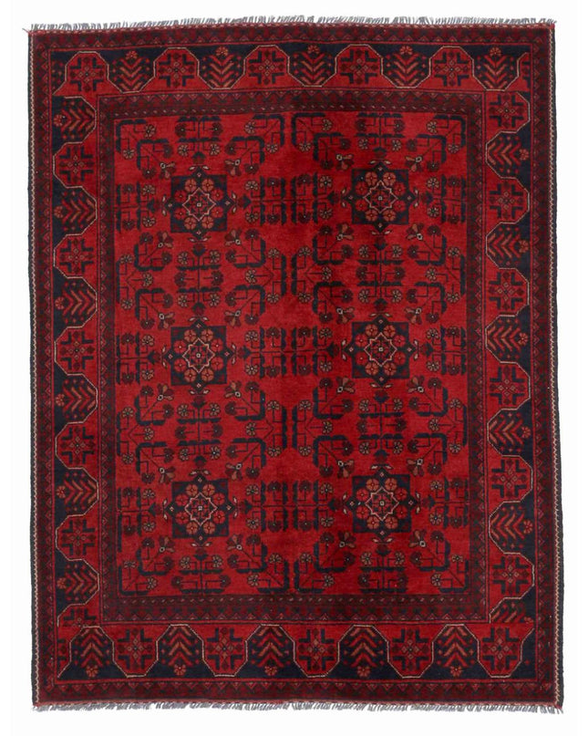 Afghan 4' 10" X 6' 4" Hand Knotted Wool Rug 4' 10" X 6' 4" (147 X 193) / Red / Wool