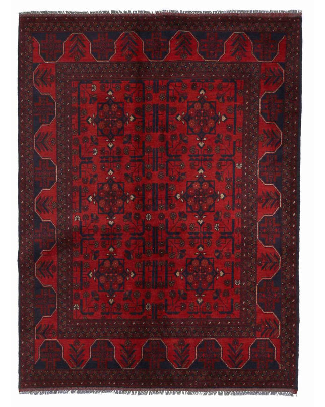 Afghan 4' 9" X 6' 3" Hand Knotted Wool Rug 4' 9" X 6' 3" (145 X 191) / Red / Wool