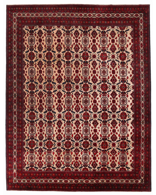 Afghan 9' 9" X 12' 9" Hand Knotted Wool Rug 9' 9" X 12' 9" (297 X 389) / Beige / Wool