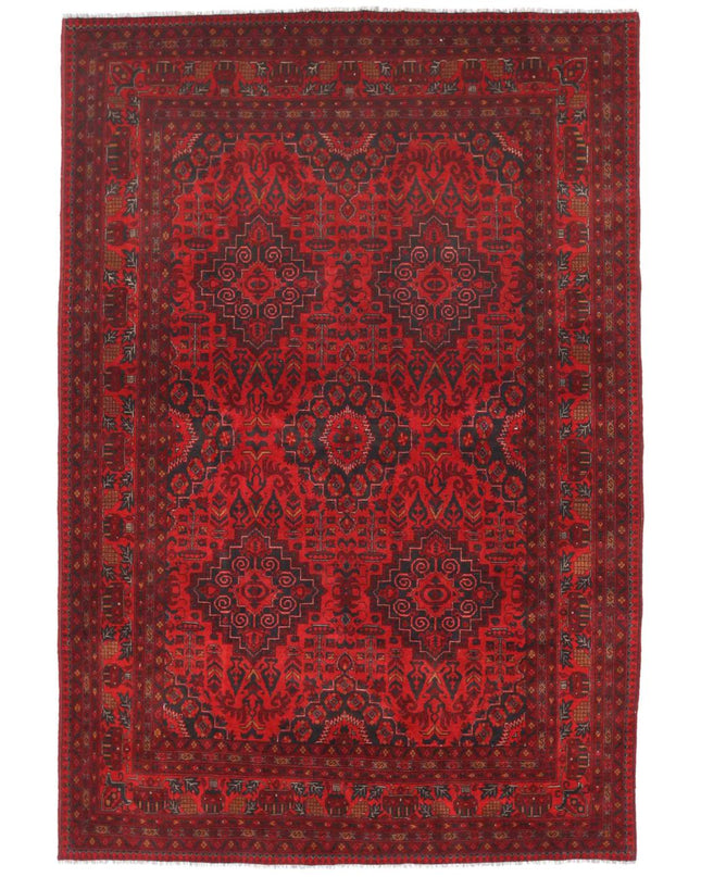 Afghan 6' 8" X 9' 9" Hand Knotted Wool Rug 6' 8" X 9' 9" (203 X 297) / Red / Wool