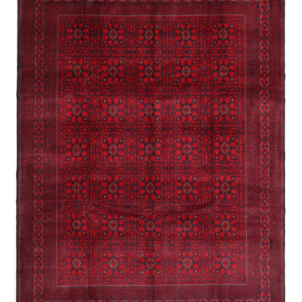 Afghan 9' 9" X 12' 9" Hand Knotted Wool Rug 9' 9" X 12' 9" (297 X 389) / Red / Wool