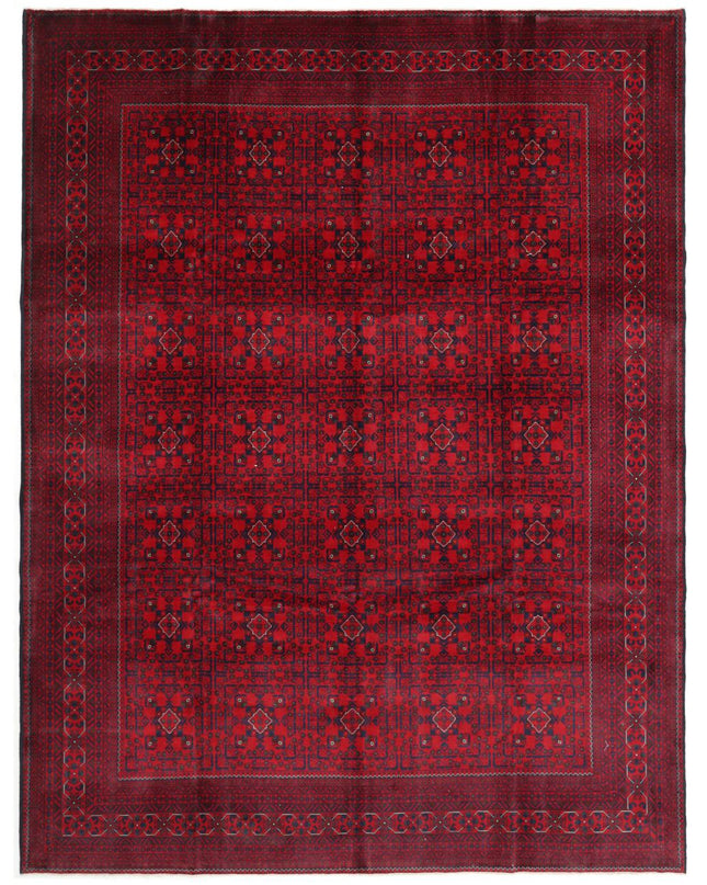 Afghan 9' 9" X 12' 9" Hand Knotted Wool Rug 9' 9" X 12' 9" (297 X 389) / Red / Wool