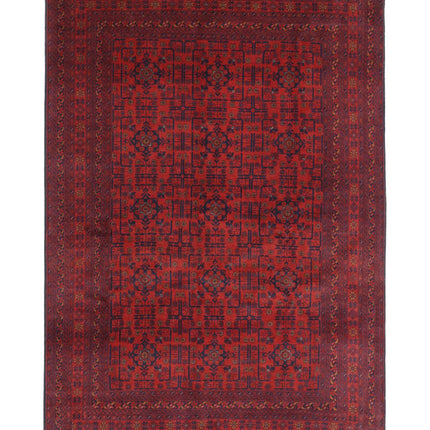 Afghan 6' 8" X 9' 8" Hand Knotted Wool Rug 6' 8" X 9' 8" (203 X 295) / Red / Wool
