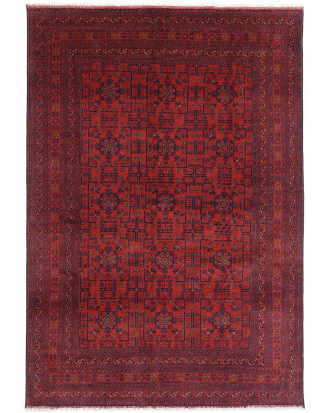 Afghan 6' 8" X 9' 8" Hand Knotted Wool Rug 6' 8" X 9' 8" (203 X 295) / Red / Wool