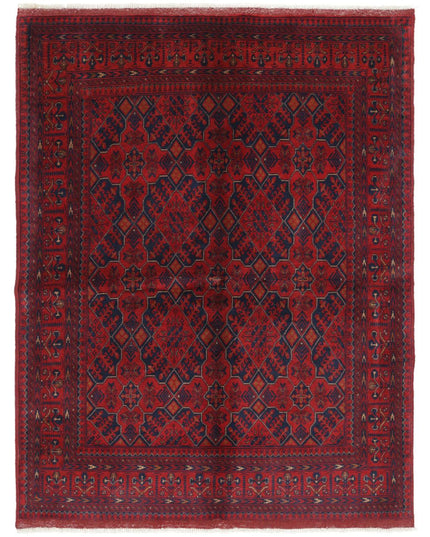 Afghan 4' 11" X 6' 3" Hand Knotted Wool Rug 4' 11" X 6' 3" (150 X 191) / Red / Wool