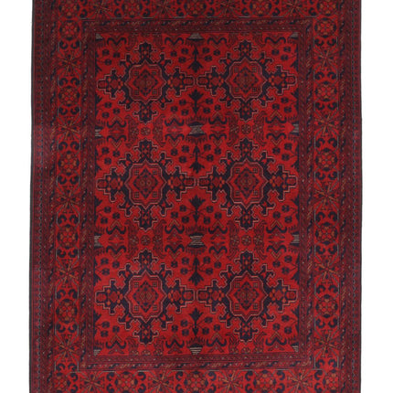 Afghan 4' 10" X 6' 6" Hand Knotted Wool Rug 4' 10" X 6' 6" (147 X 198) / Red / Wool