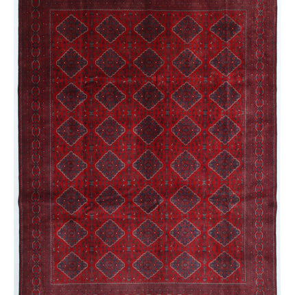 Afghan 9' 9" X 12' 8" Hand Knotted Wool Rug 9' 9" X 12' 8" (297 X 386) / Red / Wool