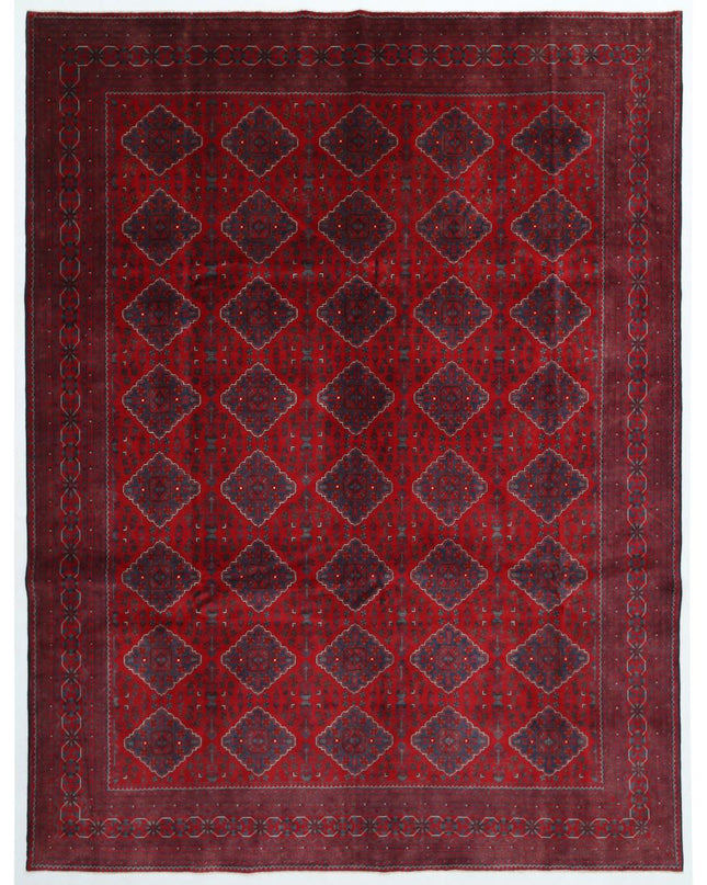 Afghan 9' 9" X 12' 8" Hand Knotted Wool Rug 9' 9" X 12' 8" (297 X 386) / Red / Wool