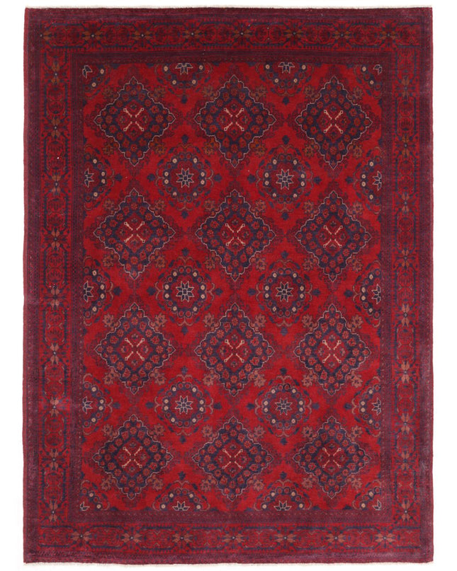 Afghan 5' 10" X 7' 9" Hand Knotted Wool Rug 5' 10" X 7' 9" (178 X 236) / Red / Wool