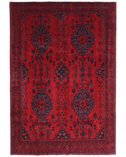 Afghan 6' 8" X 9' 6" Hand Knotted Wool Rug 6' 8" X 9' 6" (203 X 290) / Red / Wool