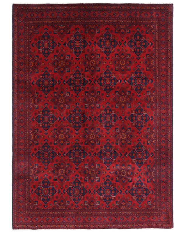 Afghan 6' 8" X 9' 5" Hand Knotted Wool Rug 6' 8" X 9' 5" (203 X 287) / Red / Wool